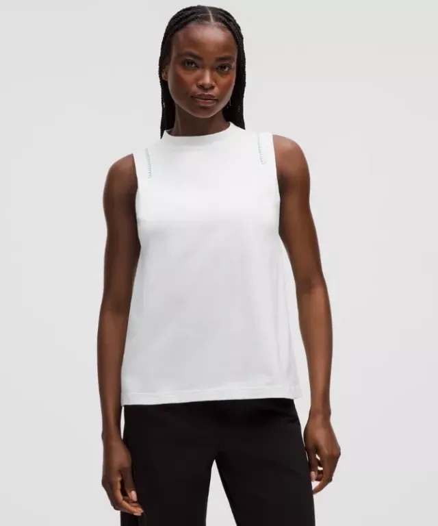 lululemon – Women's Jersey Stitch-Detail Tank Top – Color White/Green – Size L