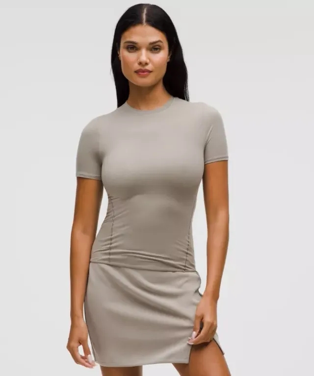 lululemon – Women's Wundermost Ultra-Soft Nulu Hip-Length Crewneck Shirt – Color Grey/Khaki – Size L