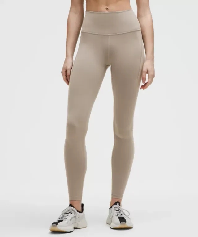 lululemon – Women's Wunder Train High-Rise Tight Leggings with Pockets – 28" – Color Grey/Khaki – Size 0
