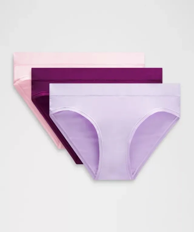 lululemon – Women's UnderEase Mid-Rise Bikini Underwear 3 Pack – Color Pink/Purple – Size L