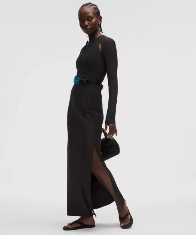 lululemon – Women's Mesh Cutout Long-Sleeve Dress SLNSH Collection – Color Black – Size 0