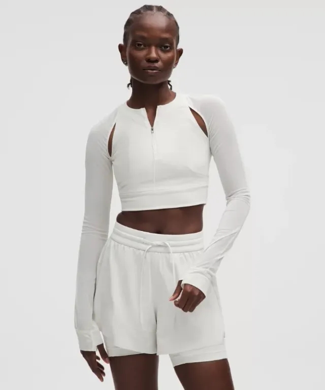 lululemon – Women's Mesh Cropped Long-Sleeve Shirt SLNSH Collection – Color White – Size L