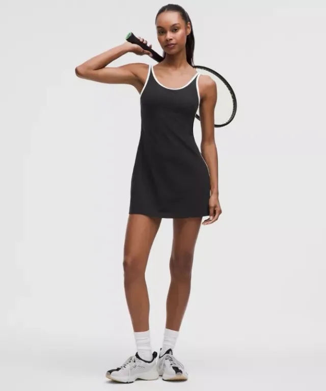lululemon – Women's Scoop-Neck Cutout Tennis Dress – Color Black/White – Size L
