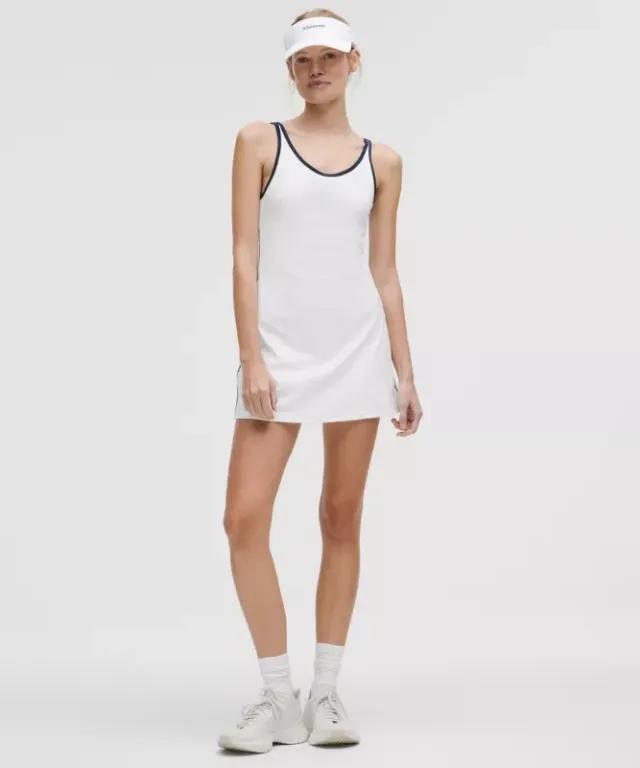lululemon – Women's Scoop-Neck Cutout Tennis Dress – Color White/Blue – Size L