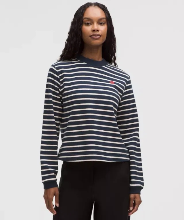 lululemon – Women's Cotton French Terry Crew Sweaterneck Pullover – Color Blue – Size L