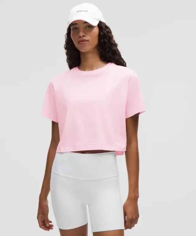 lululemon – Women's All Yours Organic Cropped T-Shirt – Color Pink – Size L