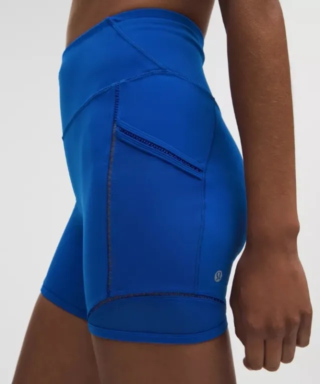 lululemon – Women's Fast and Free High-Rise Lace Trim Shorts 5 Pocket – 6" – Color Blue – Size 0