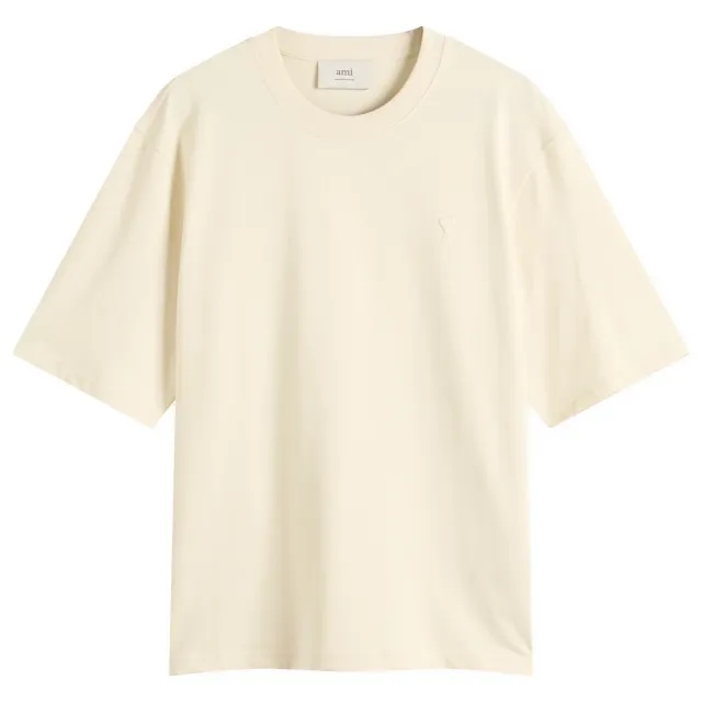 AMI Paris Men's Thick Jersey Tshirt ADC Ivoire