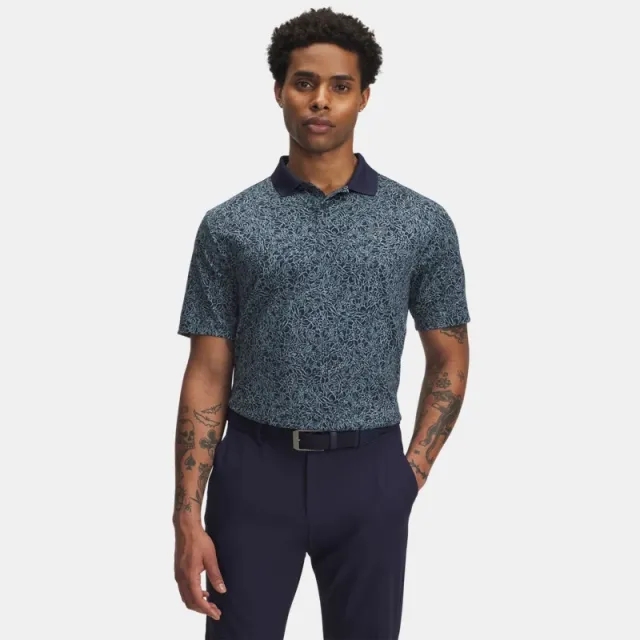 Under Armour  Matchplay Printed Men's Polo Midnight Navy / Jasper Blue / Pitch Gray L