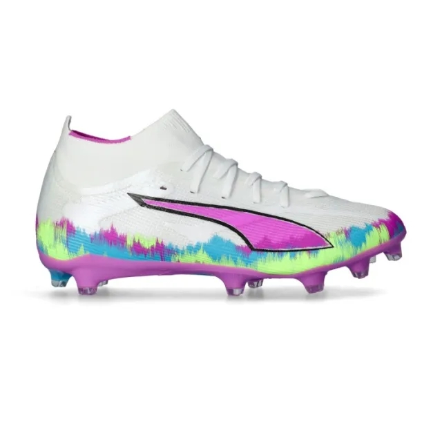 PUMA Ultra 6 Match+ Brilliance FG/AG Football Boots Women, White/Fizzy Apple/Bright Aqua