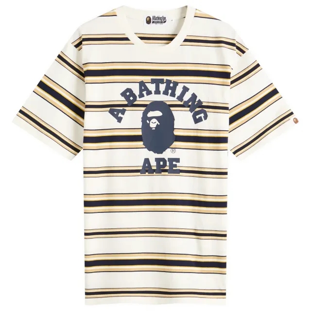 A Bathing Ape Men's College Stripe Tee White