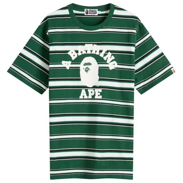 A Bathing Ape Men's College Stripe Tee Green