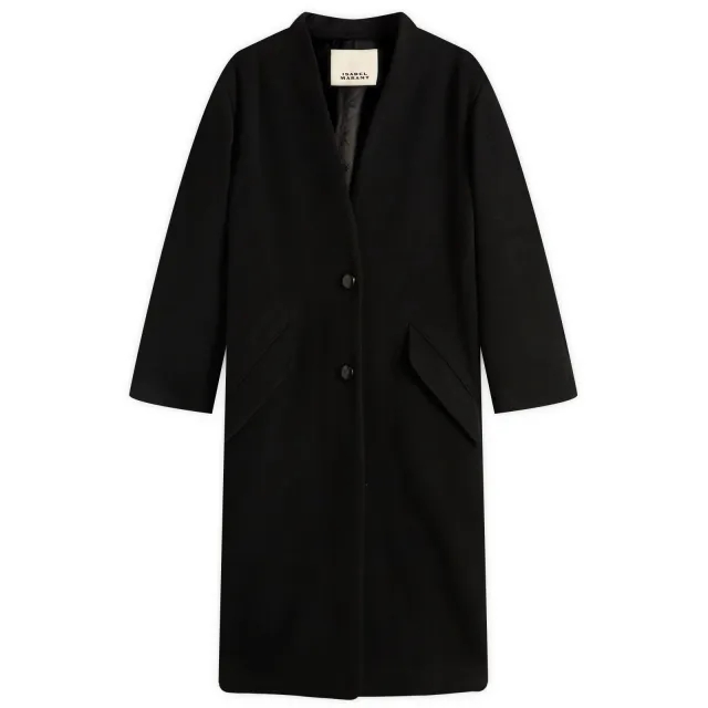 Isabel Marant Women's Florane Long Wool Coat Black
