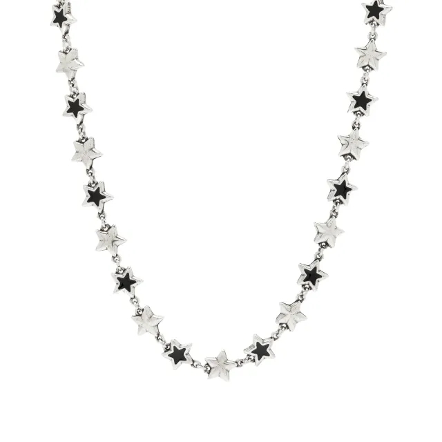 TwoJeys Men's Enameled Stars Necklace Black/Silver