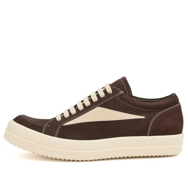Rick Owens Men's Nubuck Vintage Sneaks Brown/Milk/Milk