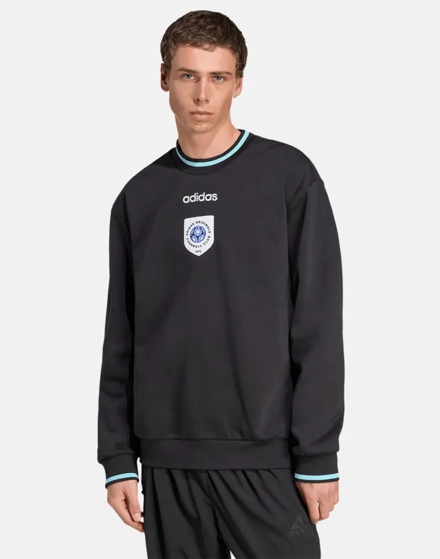 Men's Adidas Originals Sport Badge Crew Sweatshirt in Black 