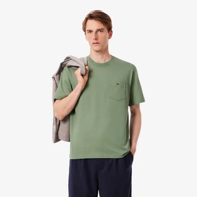 Lacoste Cotton T-shirt with Breast Pocket - Green