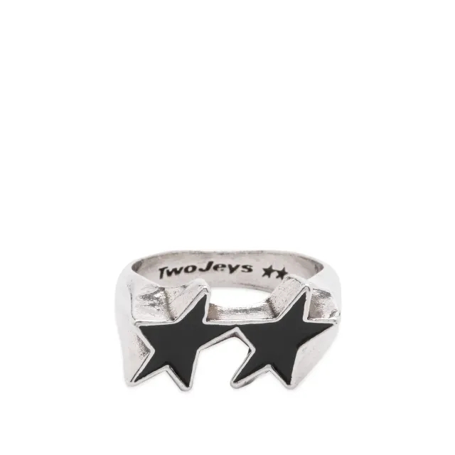 TwoJeys Men's Icon Enameled Single Ring Black/Silver