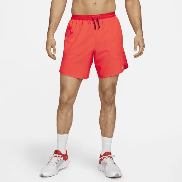 Nike Stride Men's Dri-FIT 18cm (approx.) Brief-Lined Running Shorts - Red - Recycled Polyester Minimum