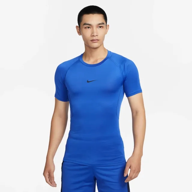 Nike Pro Men's Dri-FIT Tight Short-Sleeve Fitness Top - Blue - Recycled Polyester Minimum