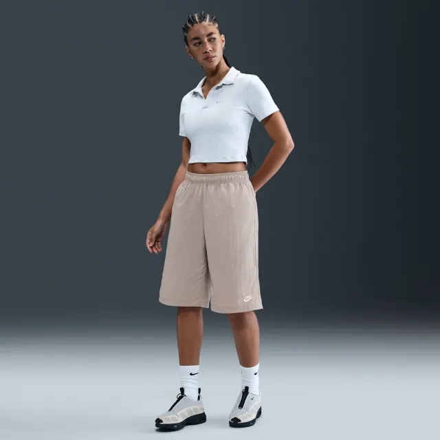 Nike Sportswear Women's Mid-Rise Loose Knee-Length Shorts - Grey - Sustainable Materials