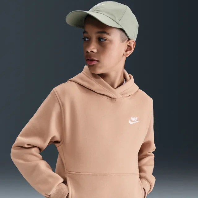 Nike Sportswear Club Fleece Older Kids' Pullover Hoodie - Brown - Fleece > Club Fleece