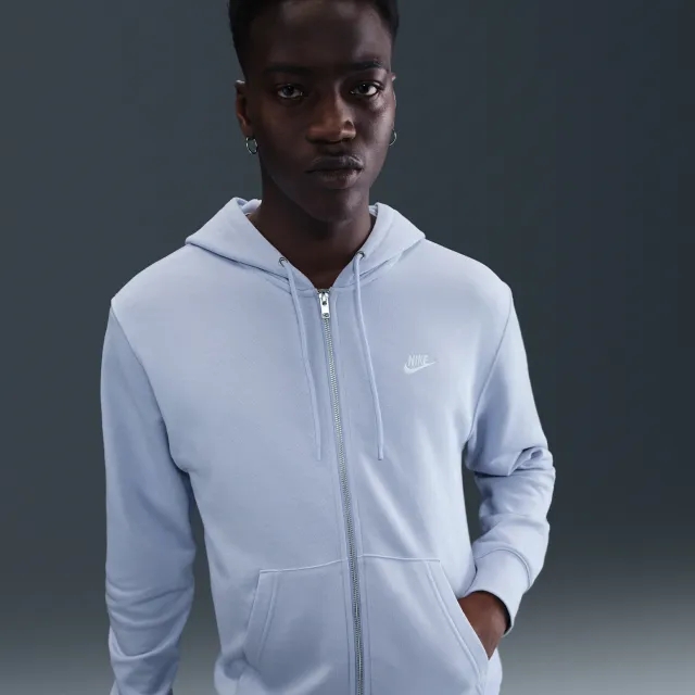 Nike Club Men's Full-Zip French Terry Hoodie - Grey - Fleece > Club Fleece