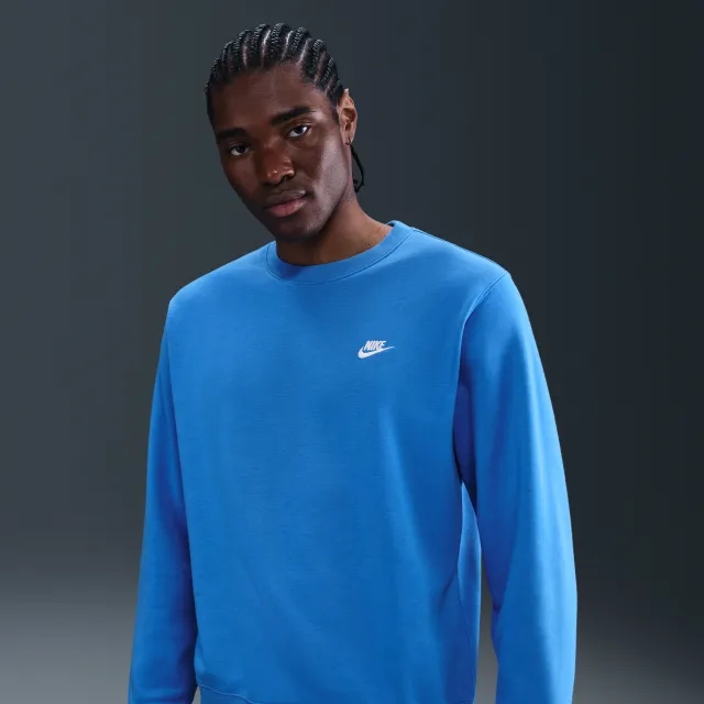 Nike Club Men's French Terry Crew - Blue - Fleece > Club Fleece