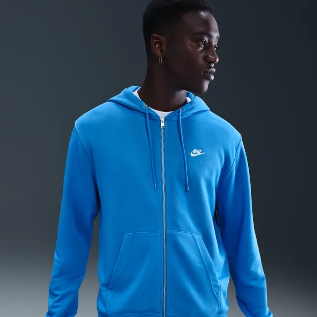 Nike Club Men's Full-Zip French Terry Hoodie - Blue - Fleece > Club Fleece