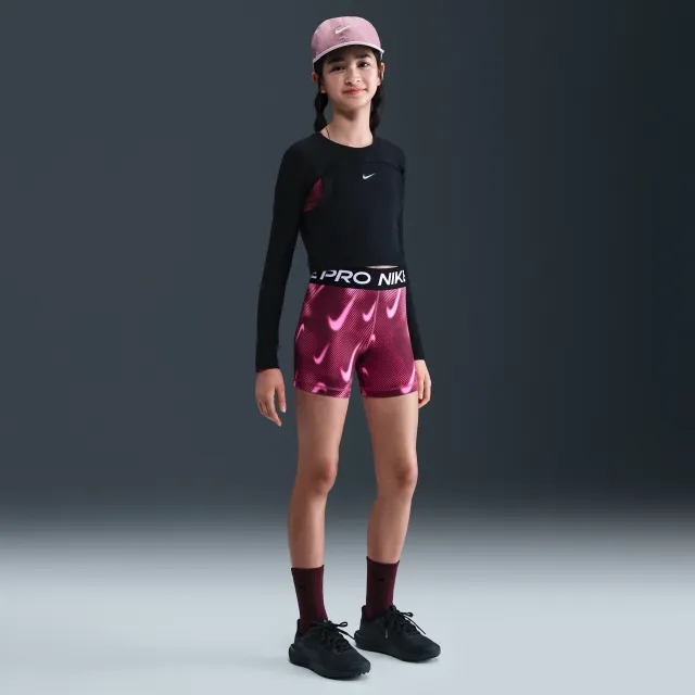 Nike Pro Older Kids' (Girls') Dri-FIT 7.5cm (approx.) Shorts - Purple - Sustainable Materials