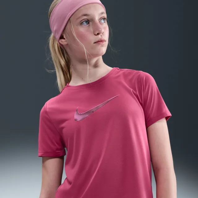 Nike One Classic Girls' Short-Sleeve Top - Purple - Sustainable Materials