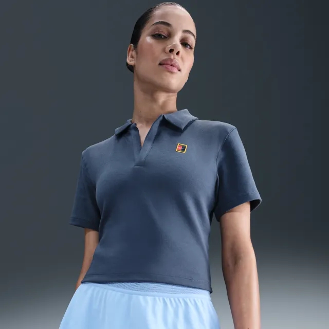 NikeCourt Heritage Women's Short-Sleeve Cropped Tennis Polo - Blue