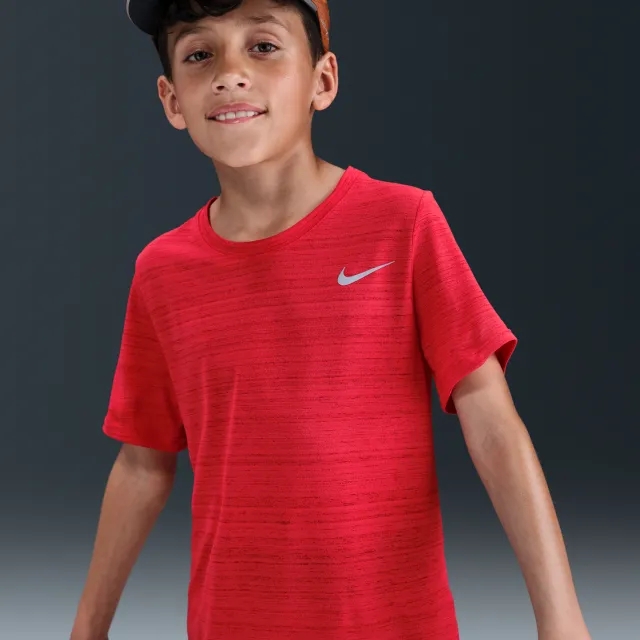 Nike Dri-FIT Miler Older Kids' (Boys') Training Top - Red - Sustainable Materials