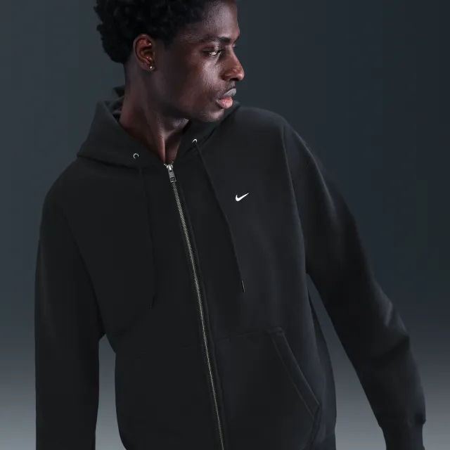 Nike Solo Swoosh Men's Full-Zip Fleece Hoodie - Black - Fleece