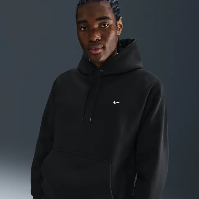 Nike Solo Swoosh Men's Pullover Hoodie - Black - Fleece