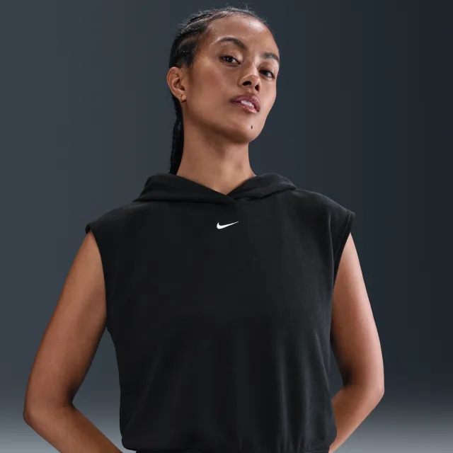 Nike Sportswear Chill Terry Women's French Terry Short-Sleeve Cropped Hoodie - Black - Sustainable Materials