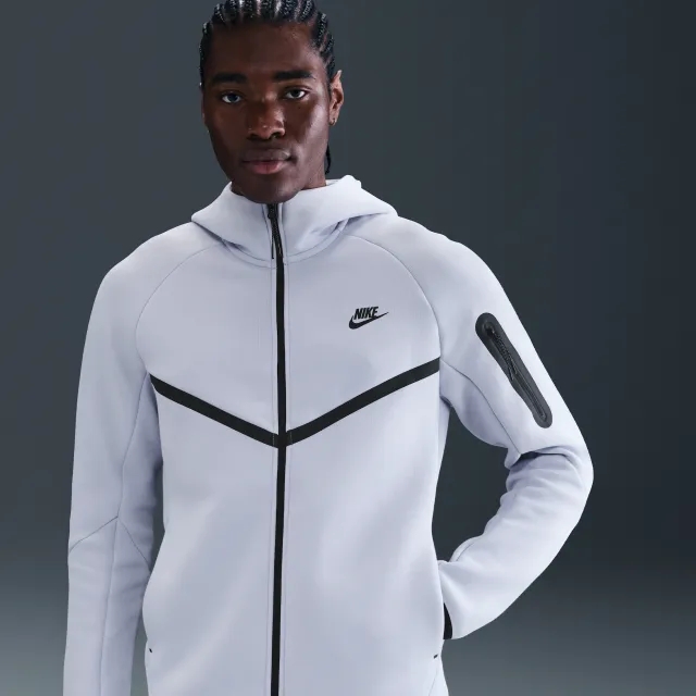 Nike Tech Men's Full-Zip Windrunner Hoodie - Grey - Sustainable Blends