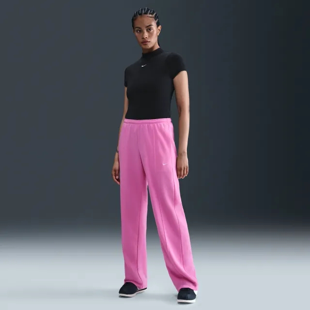 Nike Sportswear Chill Terry Women's Mid-Rise French Terry Open-Hem Tracksuit Bottoms - Pink - Sustainable Blends