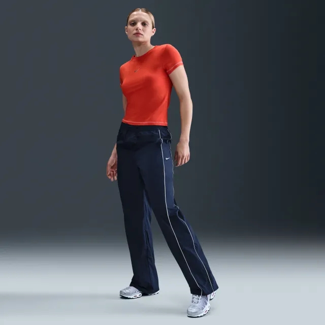Nike Windrunner Women's High-Waisted Woven Open-Hem Trousers - Blue - Recycled Fibres Minimum