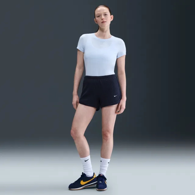 Nike Sportswear Chill Waffle Women's Mid-Rise 8cm (approx.) Shorts - Blue - Sustainable Materials