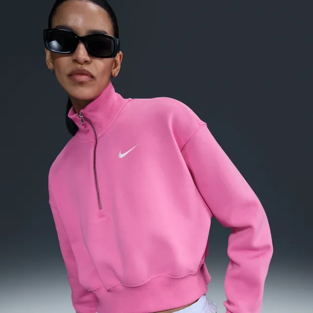 Nike Sportswear Phoenix Fleece Women's 1/4-Zip Cropped Sweatshirt - Pink - Fleece > Phoenix Fleece