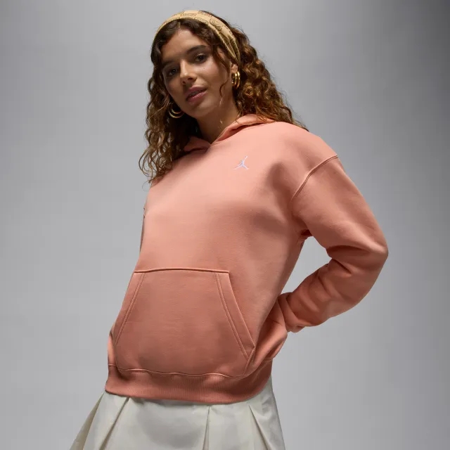 Nike Jordan Brooklyn Fleece Women's Pullover Hoodie - Orange - Fleece