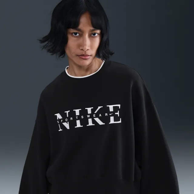 Nike Sportswear Phoenix Fleece Women's Oversized Crew-Neck Sweatshirt - Black - Cotton/Polyester