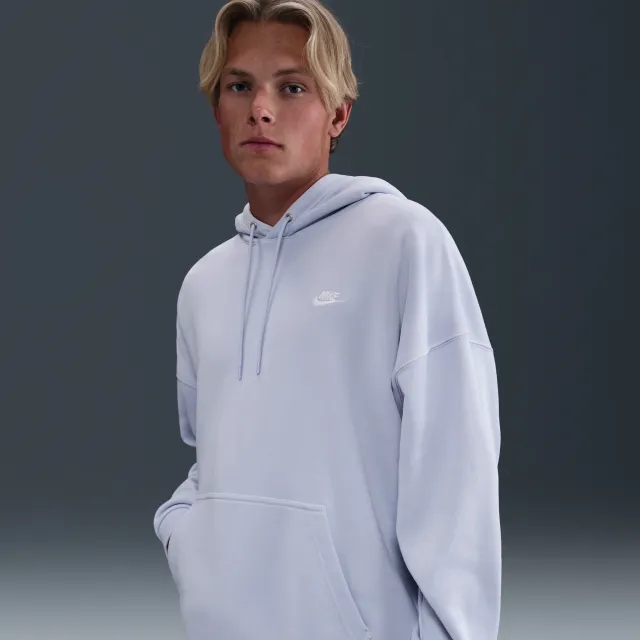 Nike Club Fleece Men's Oversized French Terry Pullover Hoodie - Grey - Cotton