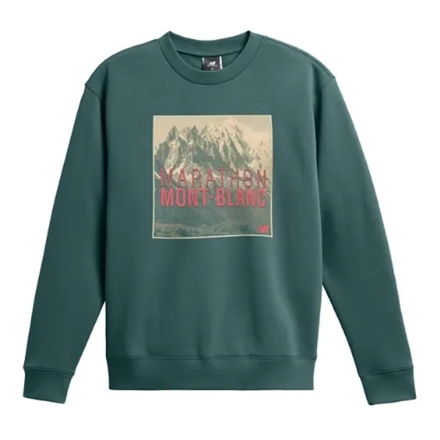 New Balance Men's Marathon du Mont Blanc Athletics French Terry Crew in Green Cotton
