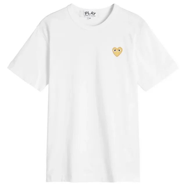 Comme des Garçons Play Men's Gold Heart Logo T-Shirt White
