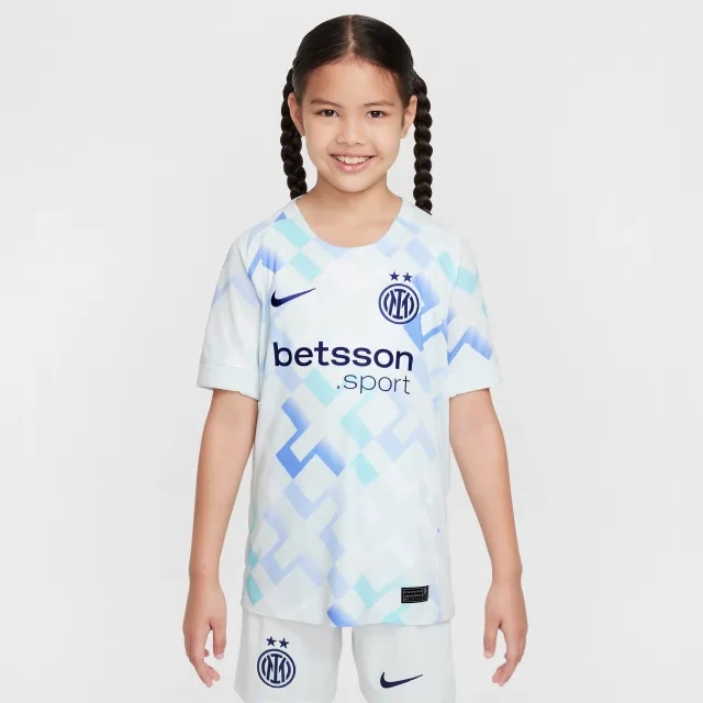 Inter Milan 2025/26 Stadium Away Older Kids' Nike Dri-FIT Football Replica Shirt - Blue - Polyester