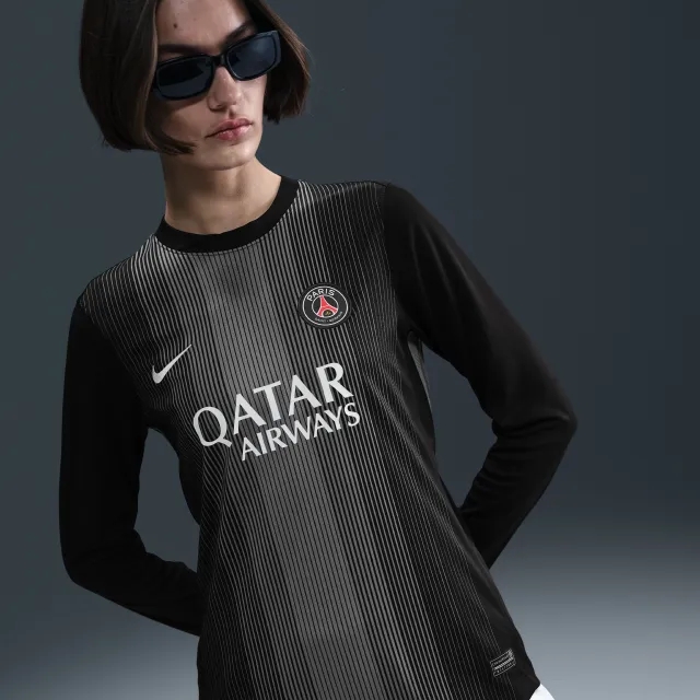 Paris Saint-Germain 2025/26 Stadium Goalkeeper Women's Nike Dri-FIT Football Replica Long-Sleeve Shirt - Black - Polyester