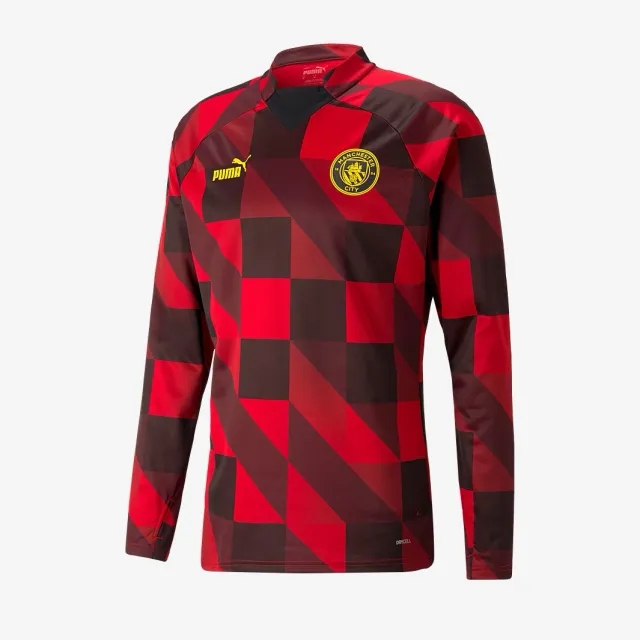 Puma Manchester City 22 23 Pre Match Sweat Top Tango Red Puma Black