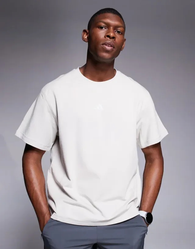 Adidas Training D4t T-Shirt In Stone-Grey